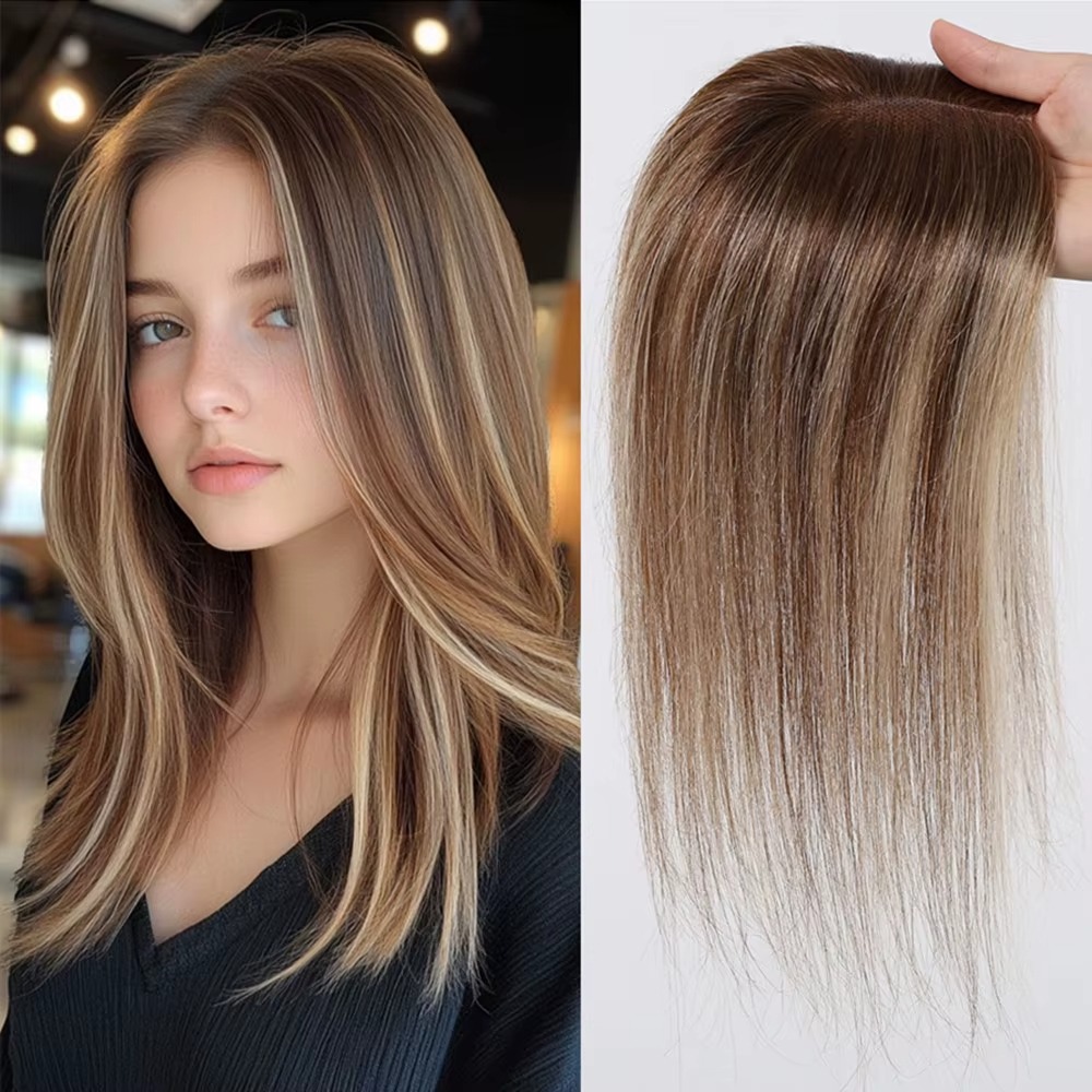 Seamless Clip In Hair Extensions Human Hair - 100% toppers de cabelo humano marrom