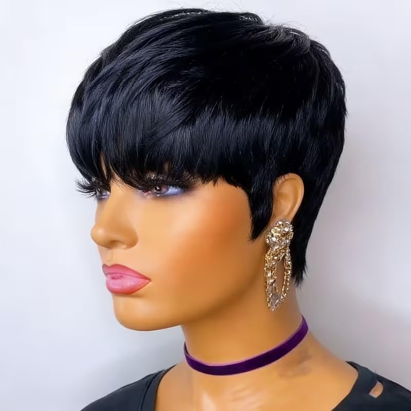 Short Pixie Cut Wig Human Hair Cheap - Perucas de Cabelo Humano Curto Estilo