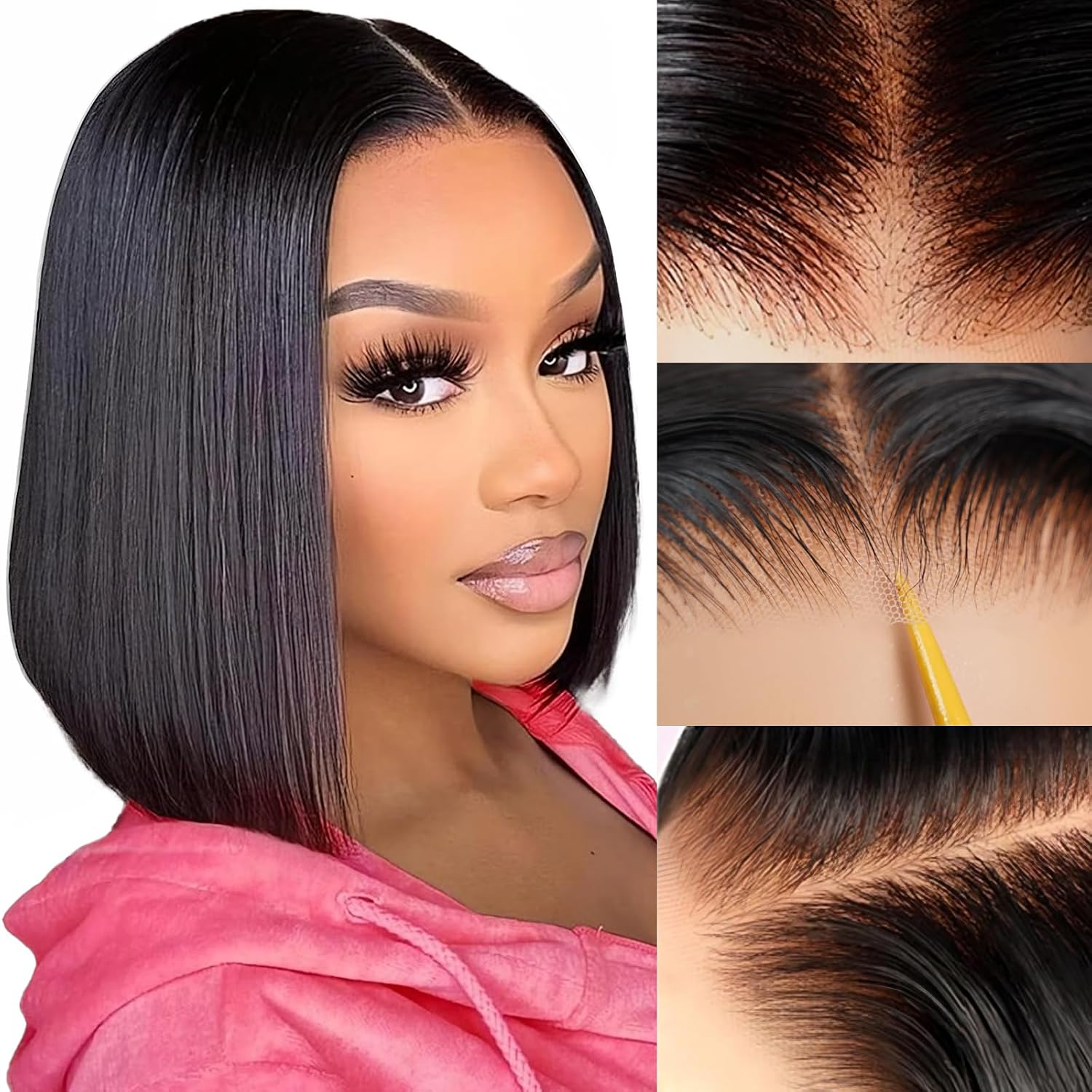 Glueless Wear And Go Human Hair Wig - Perucas Bob 7x5 sem cola, cabelo