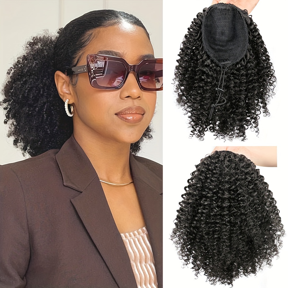 Drawstring Afro Curly Puff Ponytail - Extensões de cabelo sintético para rabo