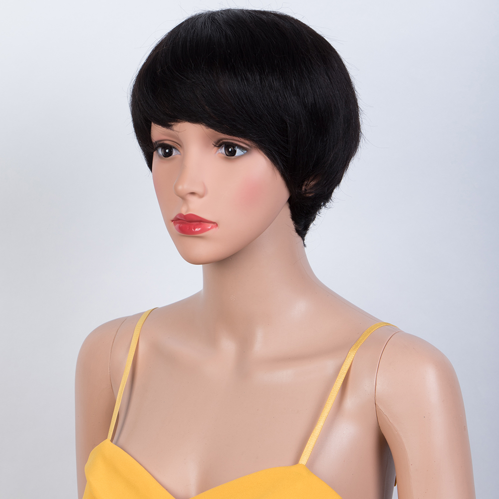 Peruca Curta Lisa Estilo Bob P - Short Pixie Cut Wig Human Hair Cheap avaliação e preço