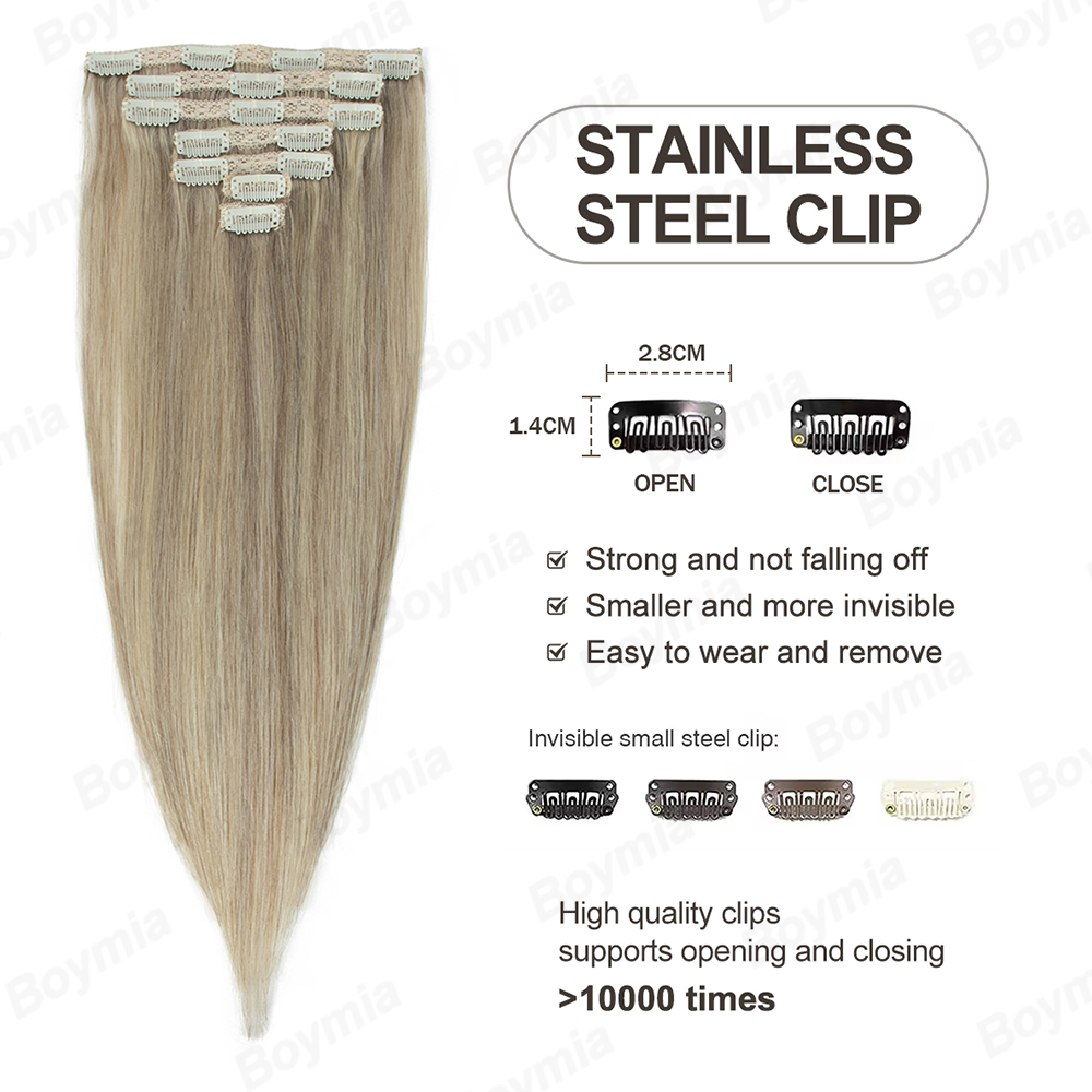 Novo clipe na extensão do cabe - Seamless Clip In Hair Extensions Human Hair avaliação e preço
