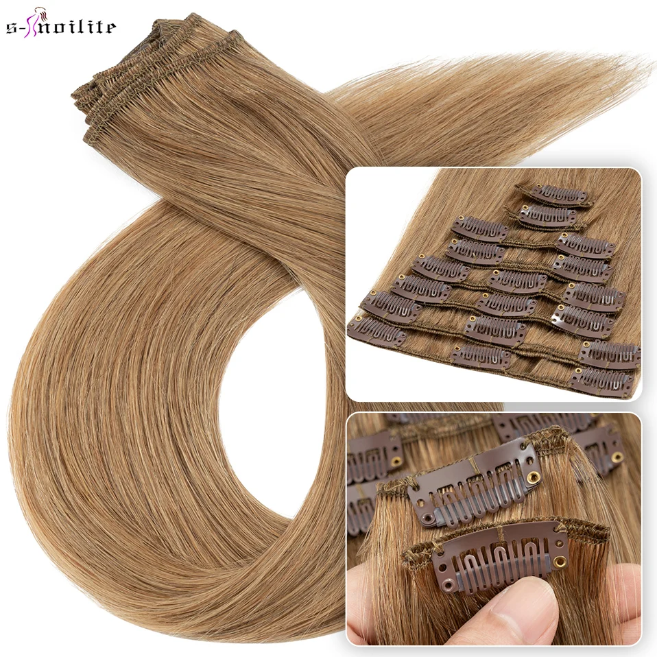 S-noilite extensões de cabelo  - Seamless Clip In Hair Extensions Human Hair avaliação e preço