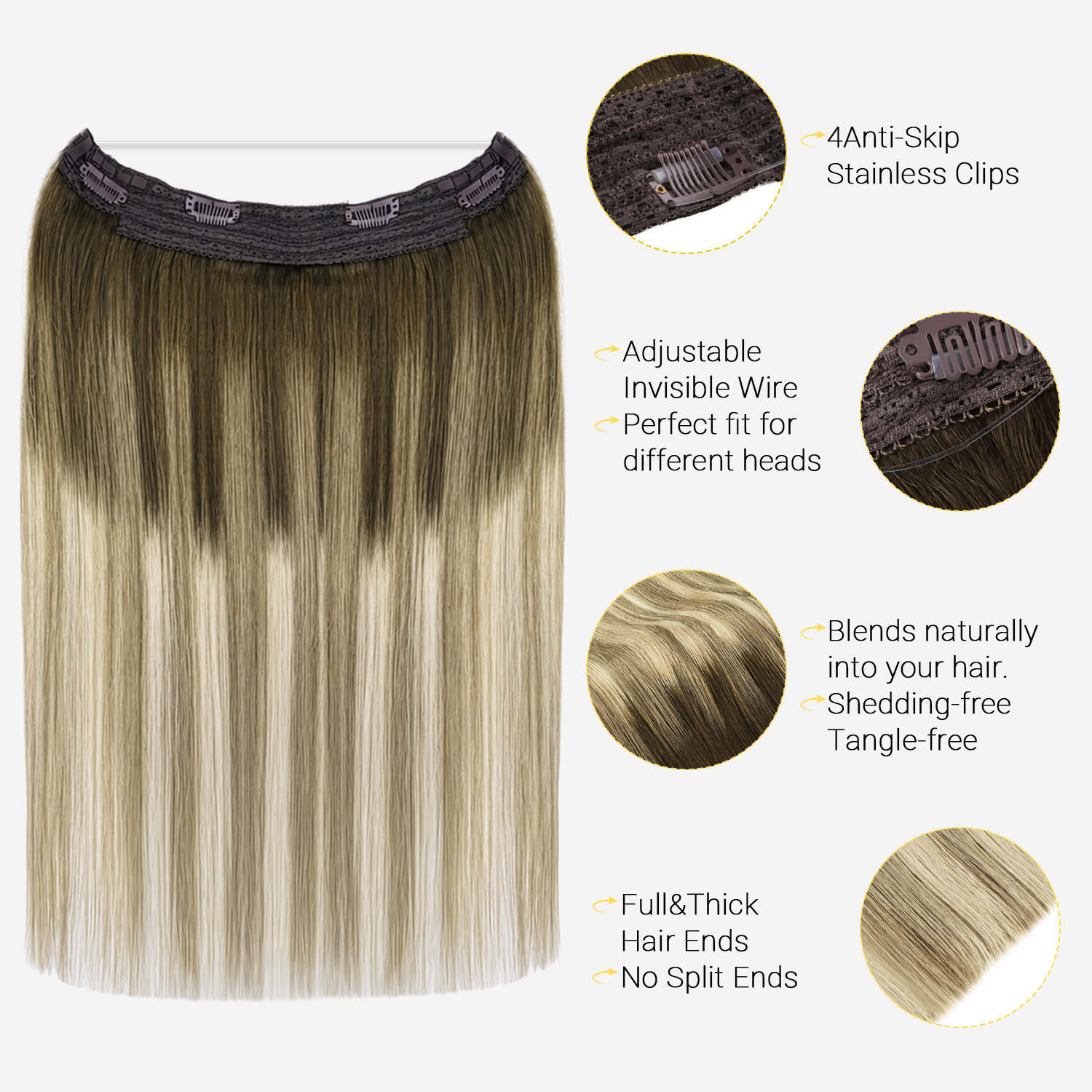 Extensões de Cabelo Invisíveis - Seamless Clip In Hair Extensions Human Hair avaliação e preço