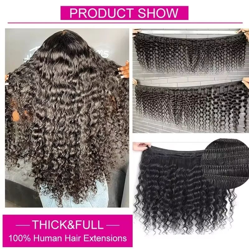 Pacote de Cabelo Humano Virgem - Deep Wave 3 Bundles With Closure avaliação e preço