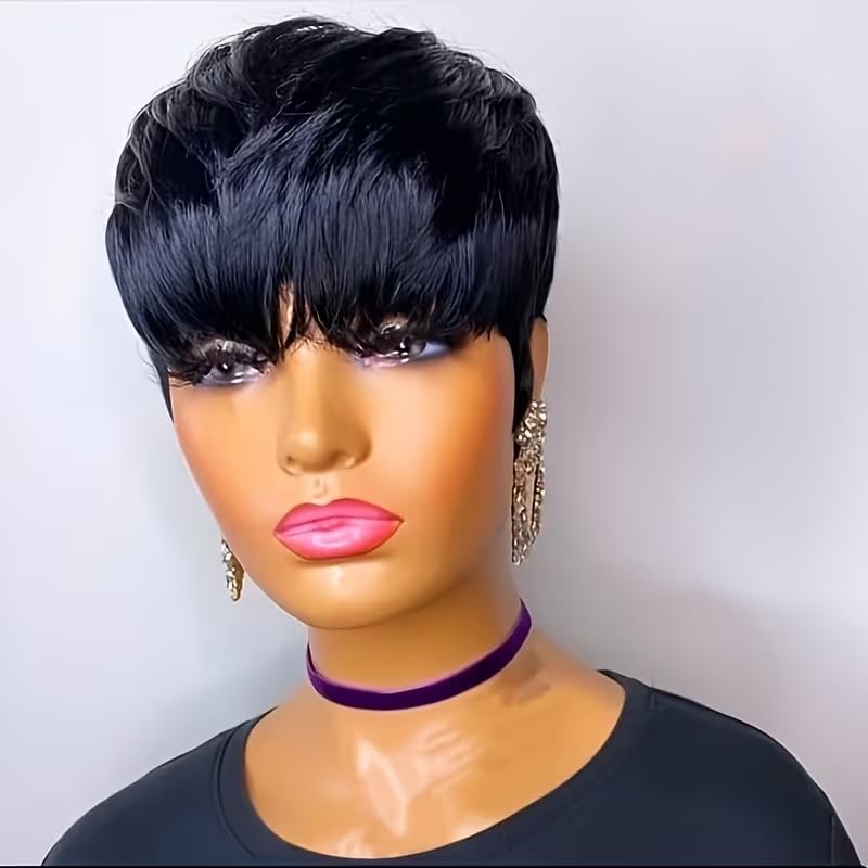 Perucas de Cabelo Humano Curto - Short Pixie Cut Wig Human Hair Cheap avaliação e preço