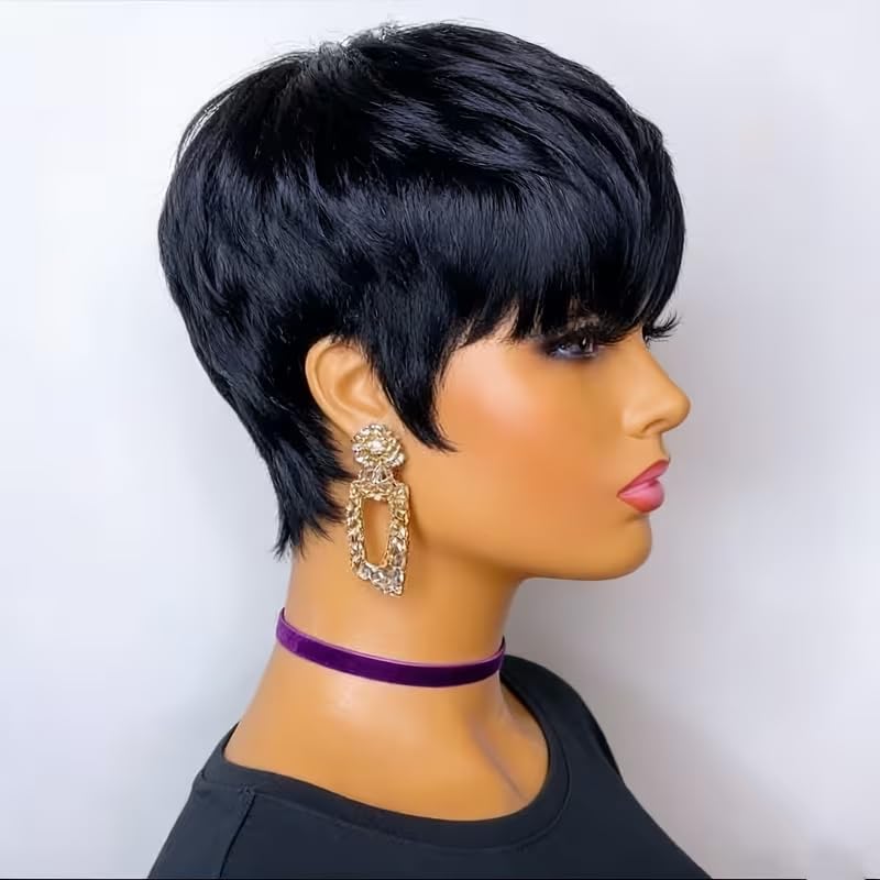 Perucas de Cabelo Humano Curto - Short Pixie Cut Wig Human Hair Cheap avaliação e preço