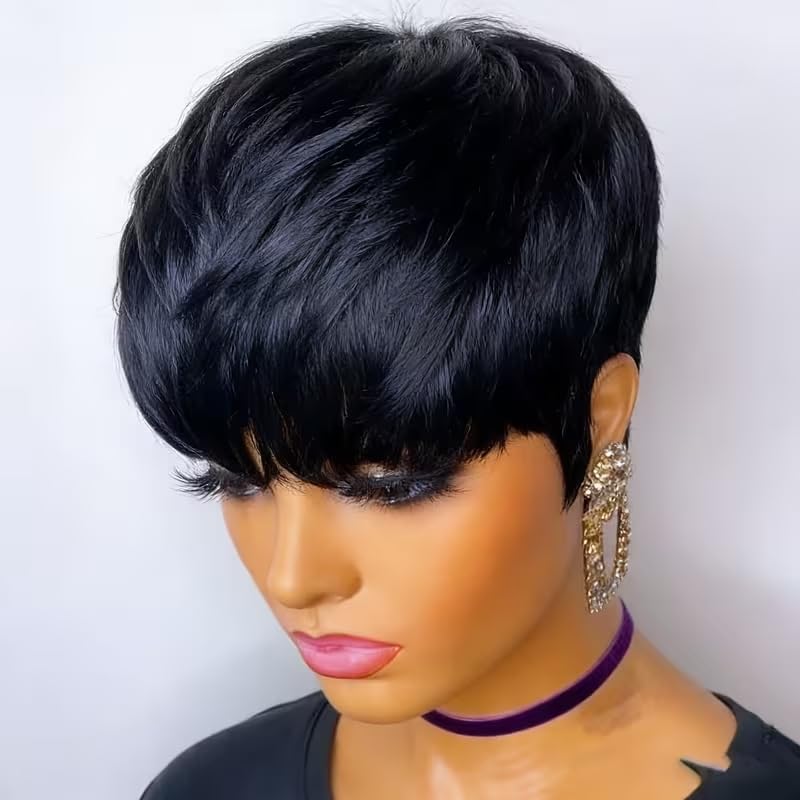 Perucas de Cabelo Humano Curto - Short Pixie Cut Wig Human Hair Cheap avaliação e preço