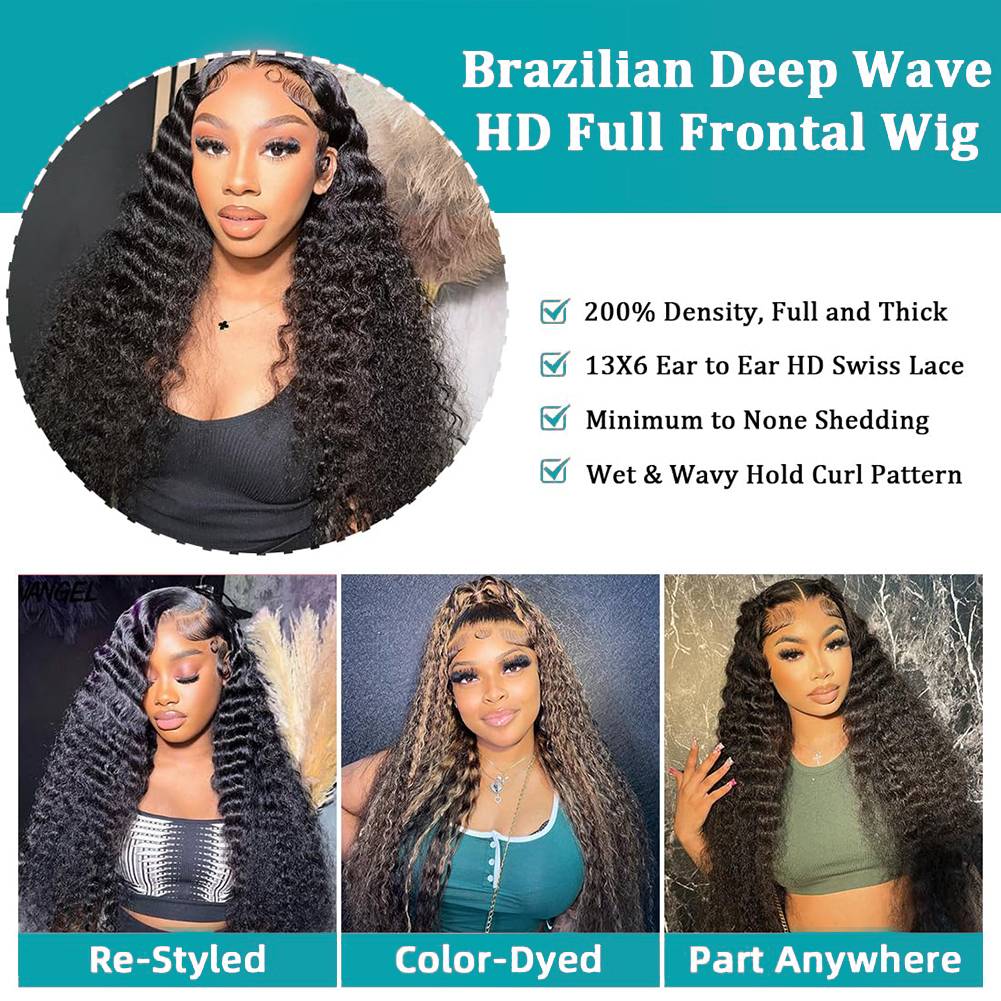 40 46 Polegada onda profunda 1 - Human Hair Wigs avaliação e preço