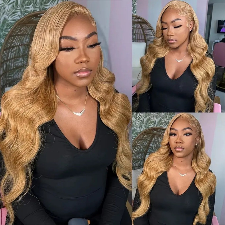 Peruca loira mel, ondulada, co - Hd Lace Frontal Wig Human Hair Pre Plucked avaliação e preço