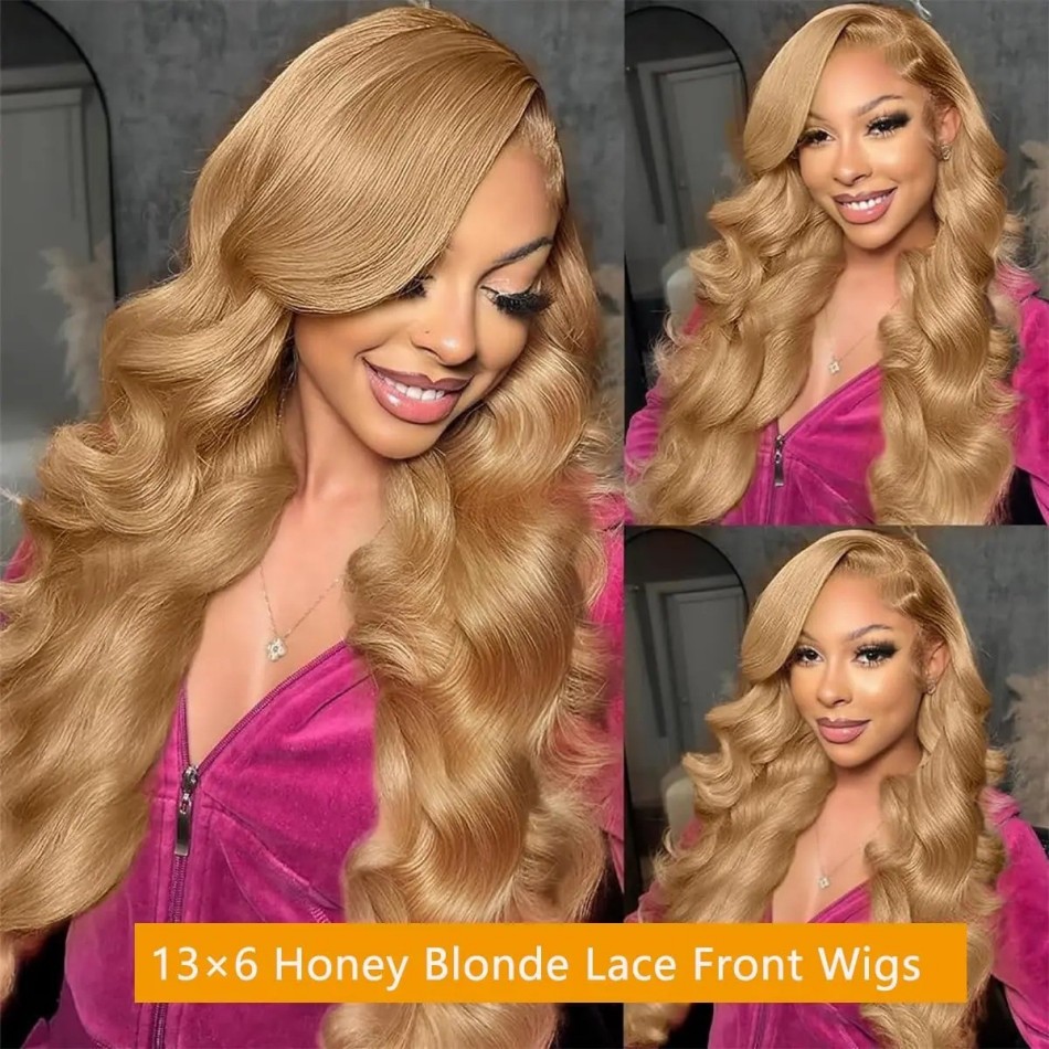 Peruca loira mel, ondulada, co - Hd Lace Frontal Wig Human Hair Pre Plucked avaliação e preço