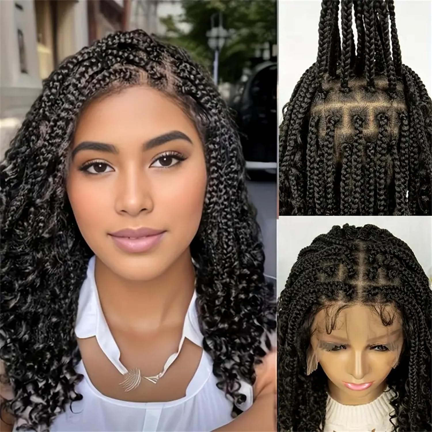 Peruca Trançada Curta Sem Nós  - Synthetic Braided Wigs For Black Women avaliação e preço
