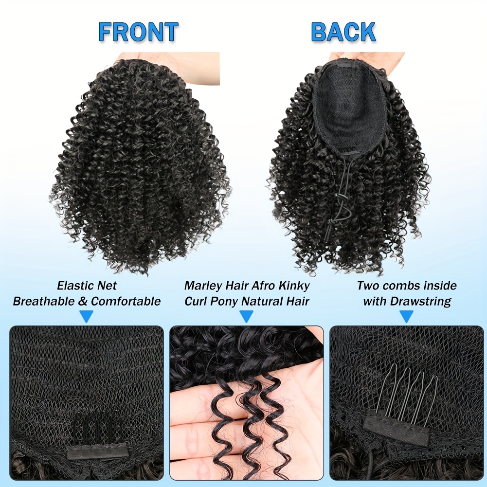 Extensões de cabelo sintético  - Drawstring Afro Curly Puff Ponytail avaliação e preço