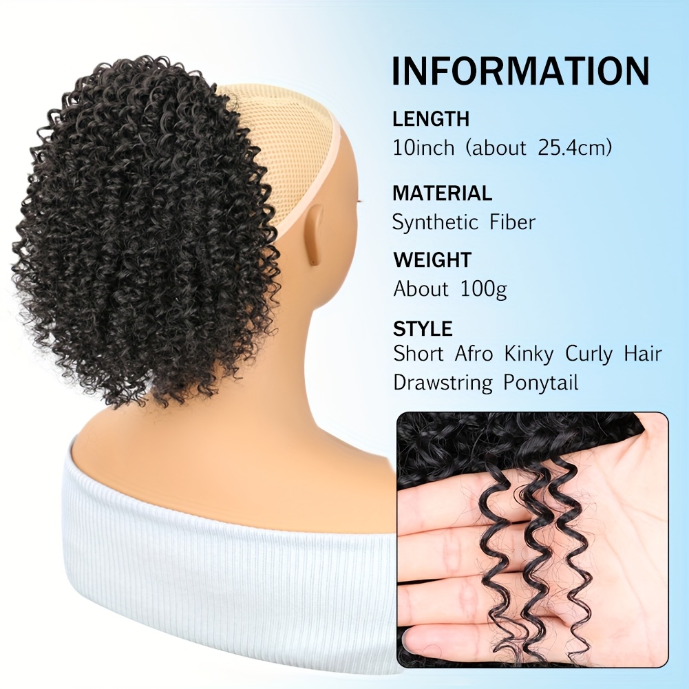 Extensões de cabelo sintético  - Drawstring Afro Curly Puff Ponytail avaliação e preço