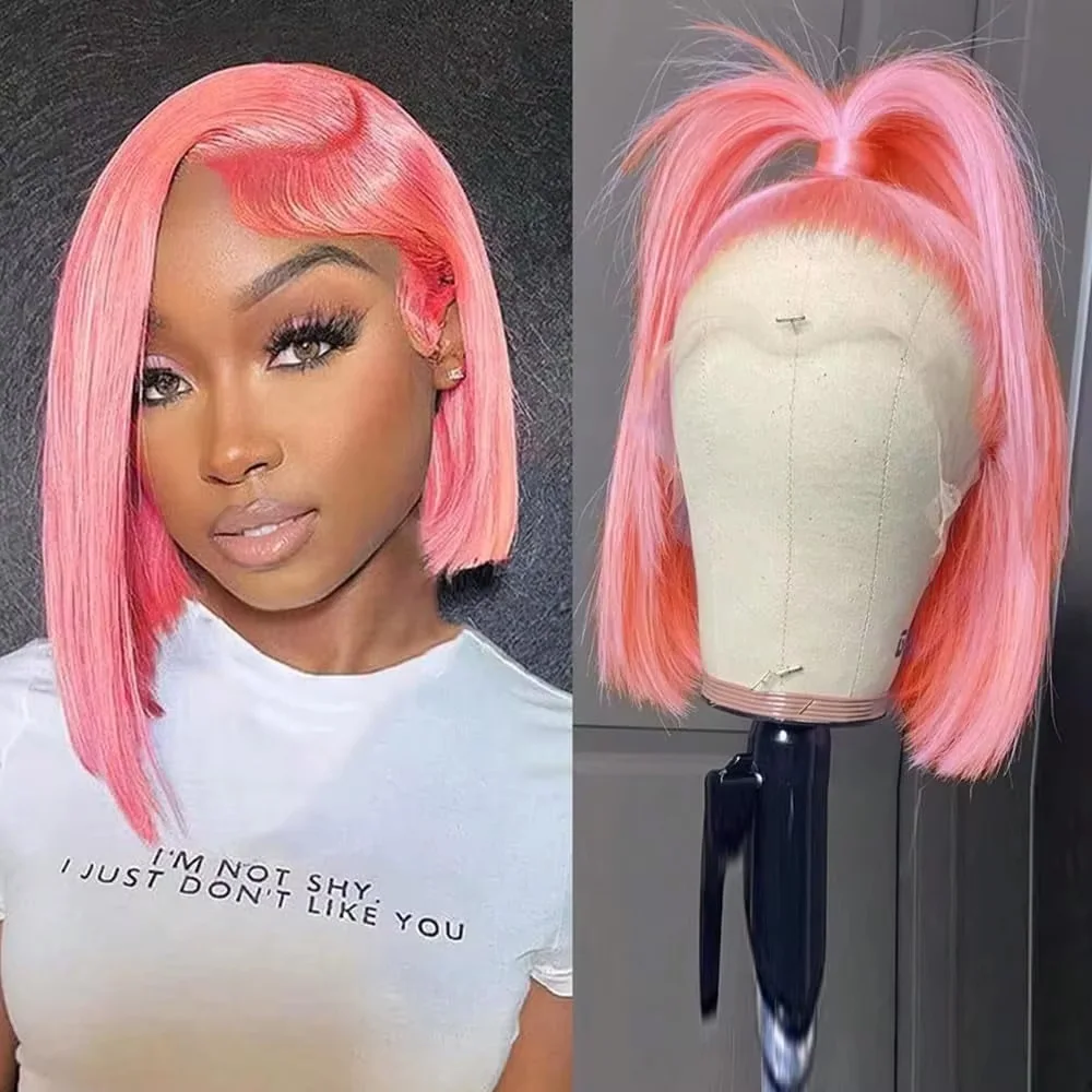 Peruca Bob Rosa de 10 polegada - Pre Parted 13X4 Lace Front Bob Wig avaliação e preço